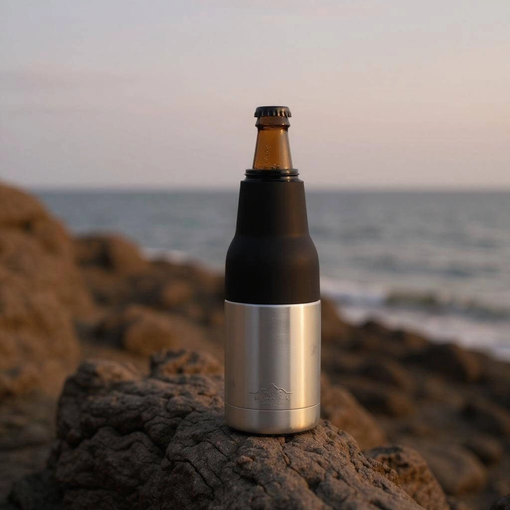 Premium Frostify Silver Stubby Holder and Beer Cooler - Elegant silver design for optimal cooling